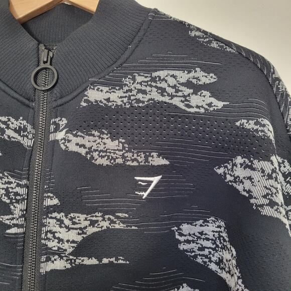 Gymshark Adapt Camo Seamless Track Jacket Black Light Gray Womens Large - Picture 6 of 11